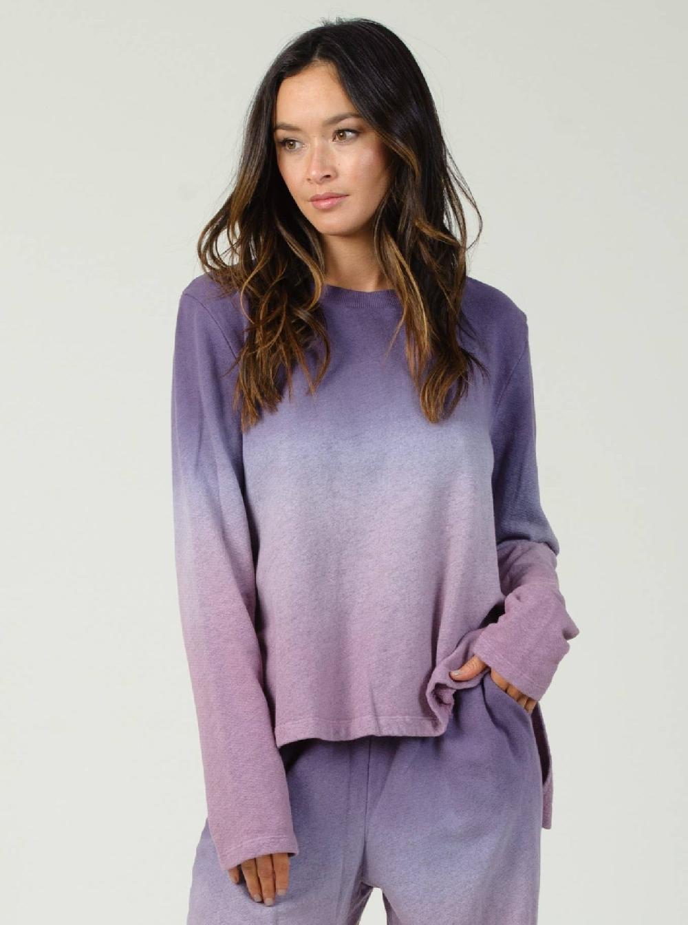 lucca couture OMBRE SPLIT HEM SWEATSHIRT-PURPINK