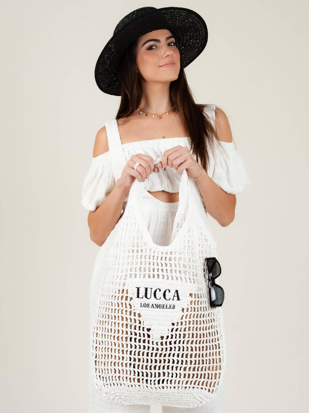 lucca couture OVERSIZED 'LUCCA' STRAW TOTE-WHITE