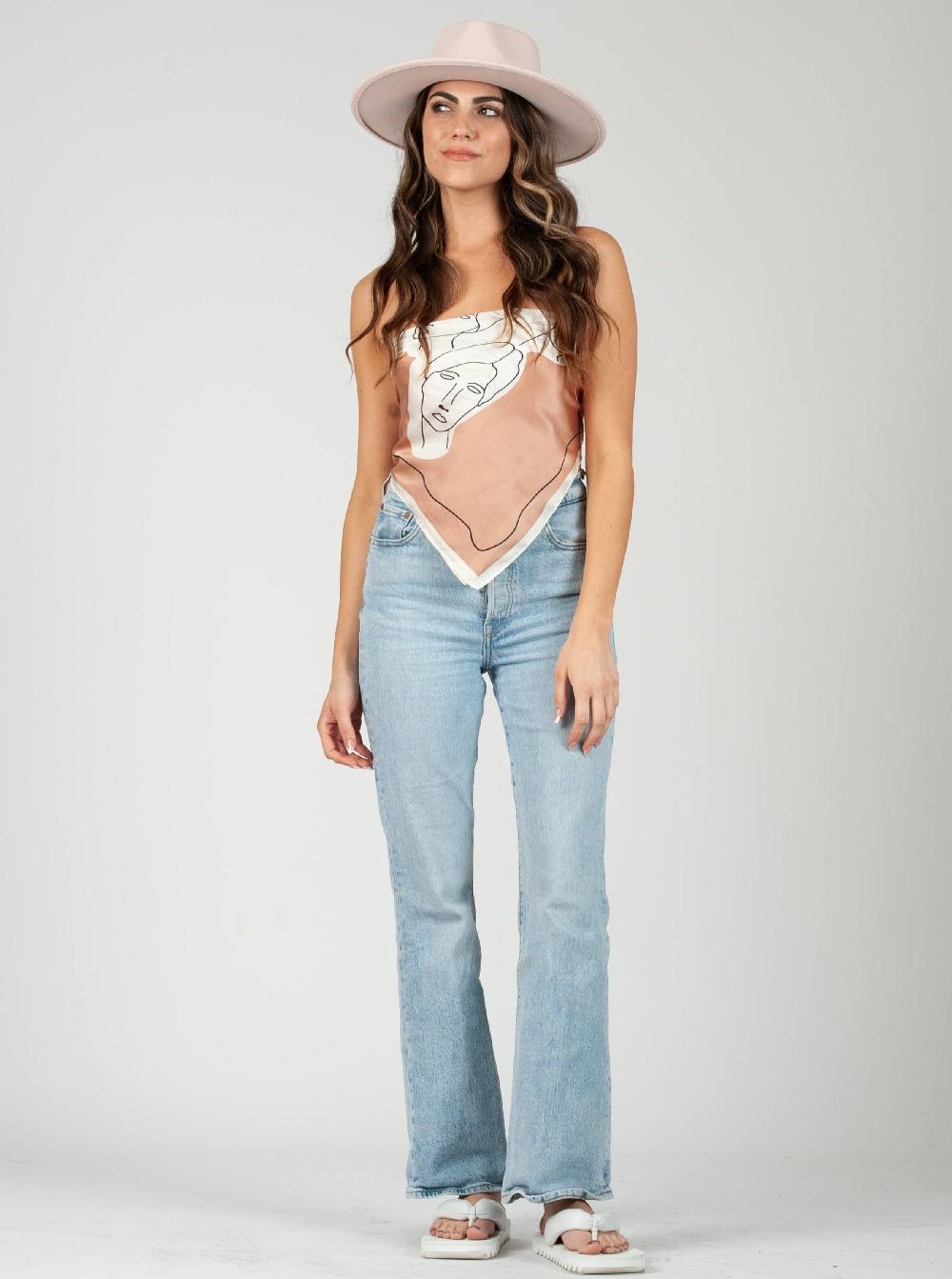 lucca couture PALAMO SATIN SCARF-BLUSH FACE