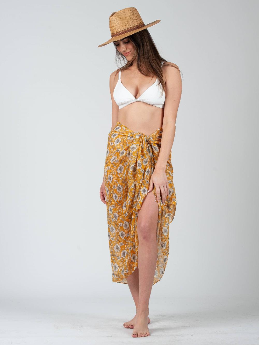 lucca couture PALAZZO PAREO WRAP SKIRT-MARIGOLD