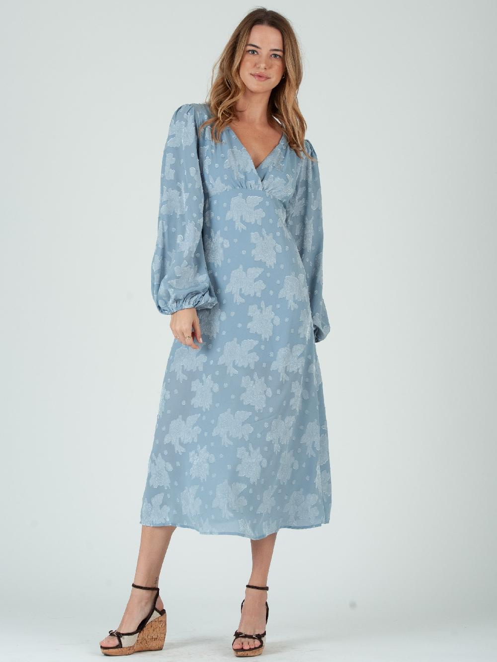 lucca couture PATRAS MIDI DRESS-DUSTY BLUE
