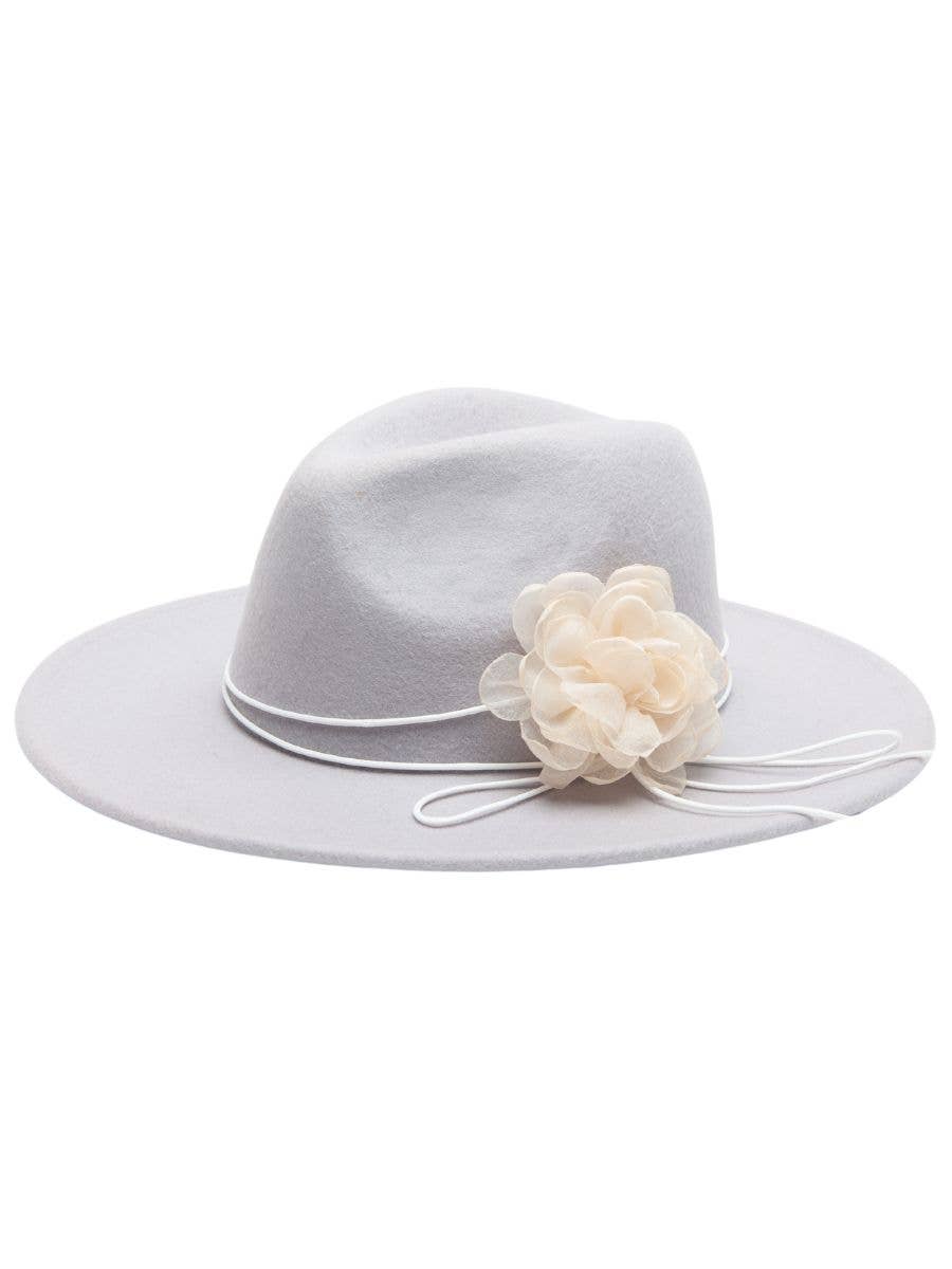 lucca couture PATSY WOOL FEDORA WITH FLORAL TRIM