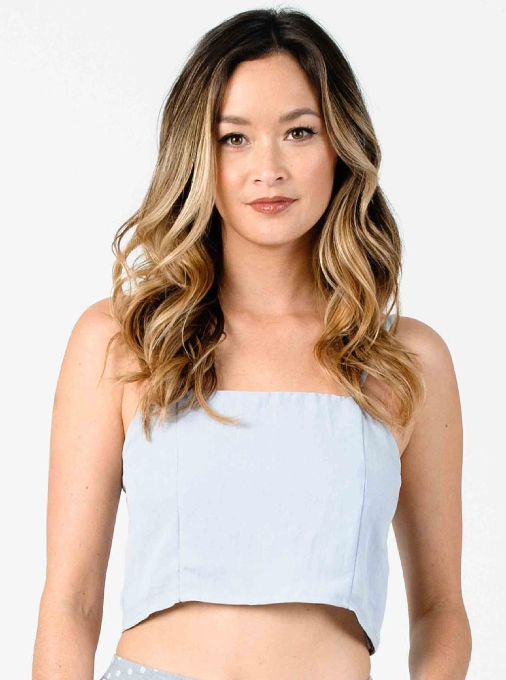 lucca couture PETAL STRUCTURED CAMI CROP-SEA MIST