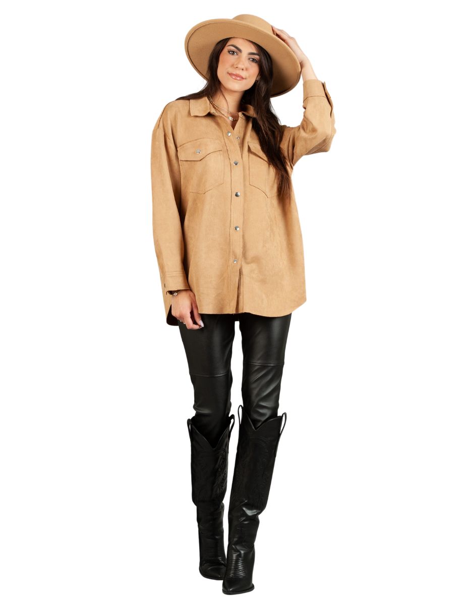 lucca couture PEYTON WESTERN SHACKET-CAMEL