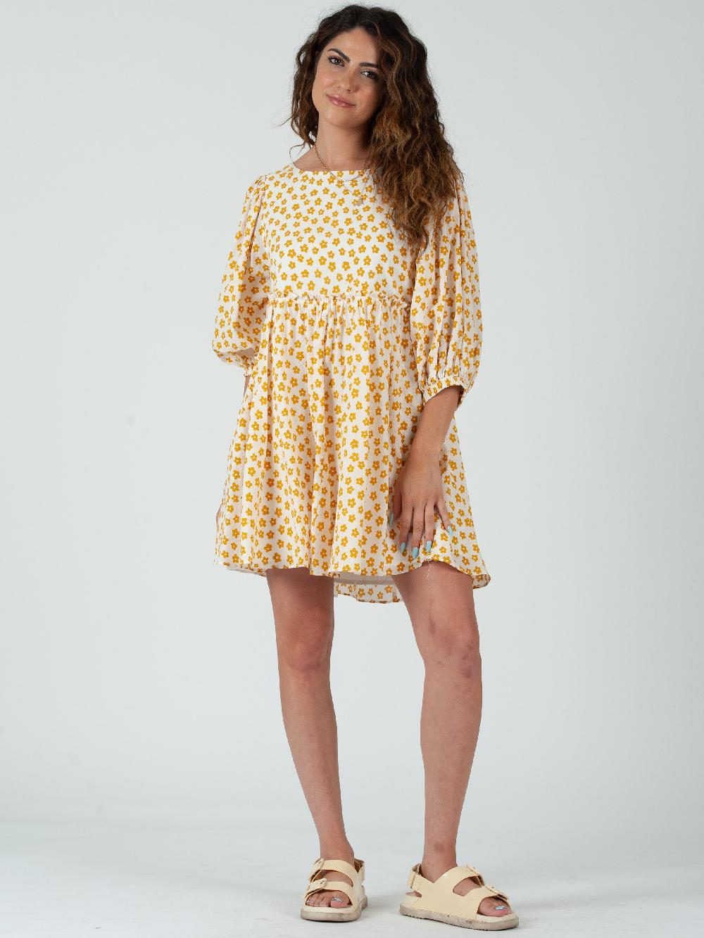 lucca couture PHOEBE PUFF SLEEVE MINI DRESS-DAISY