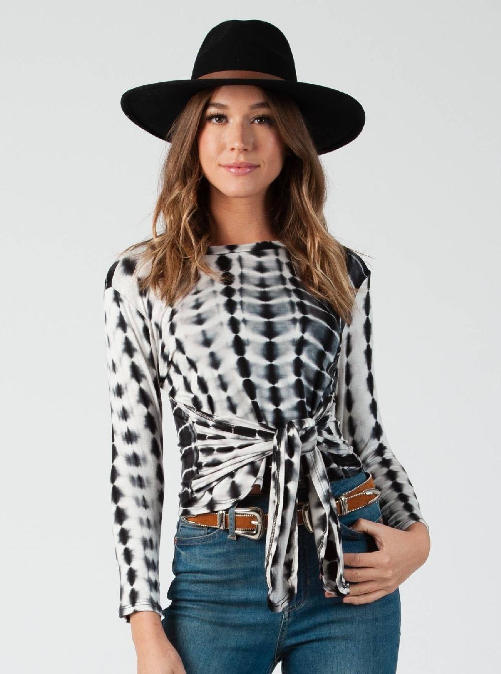 lucca couture PORTO LS TOP-TIE DYE