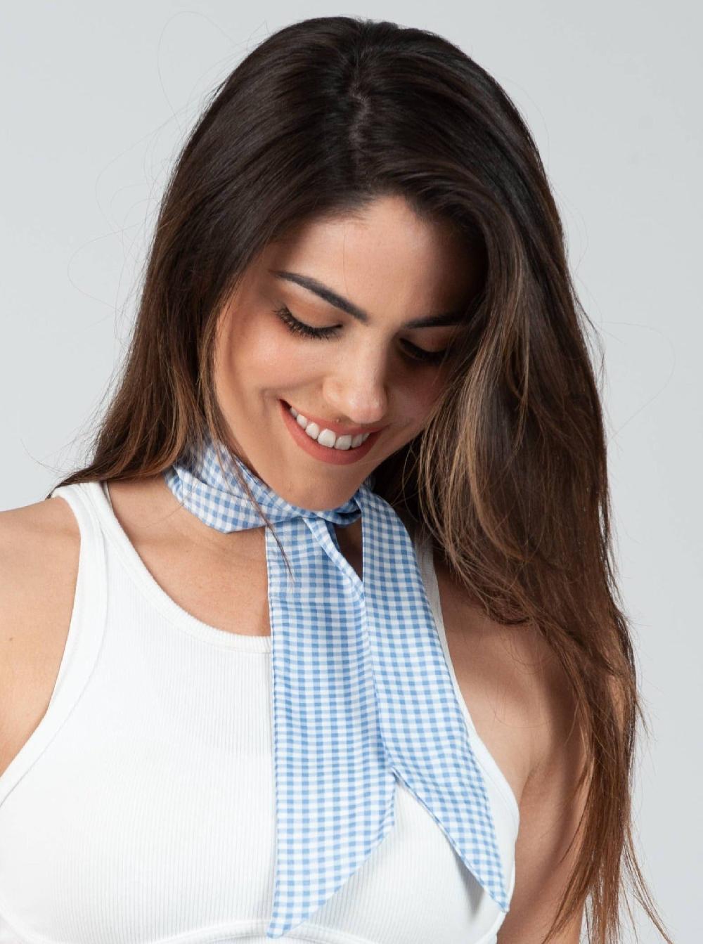 lucca couture PRAIRIE NECKERCHIEF-SKY GINGHAM
