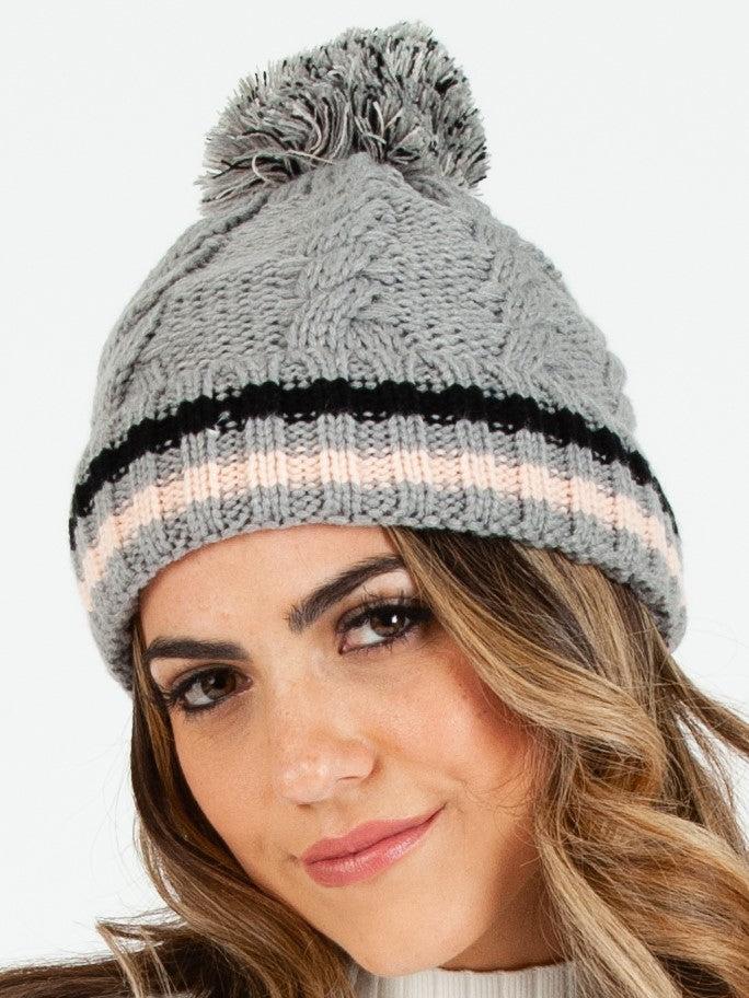 lucca couture PRINCETON VARSITY BEANIE-GREY