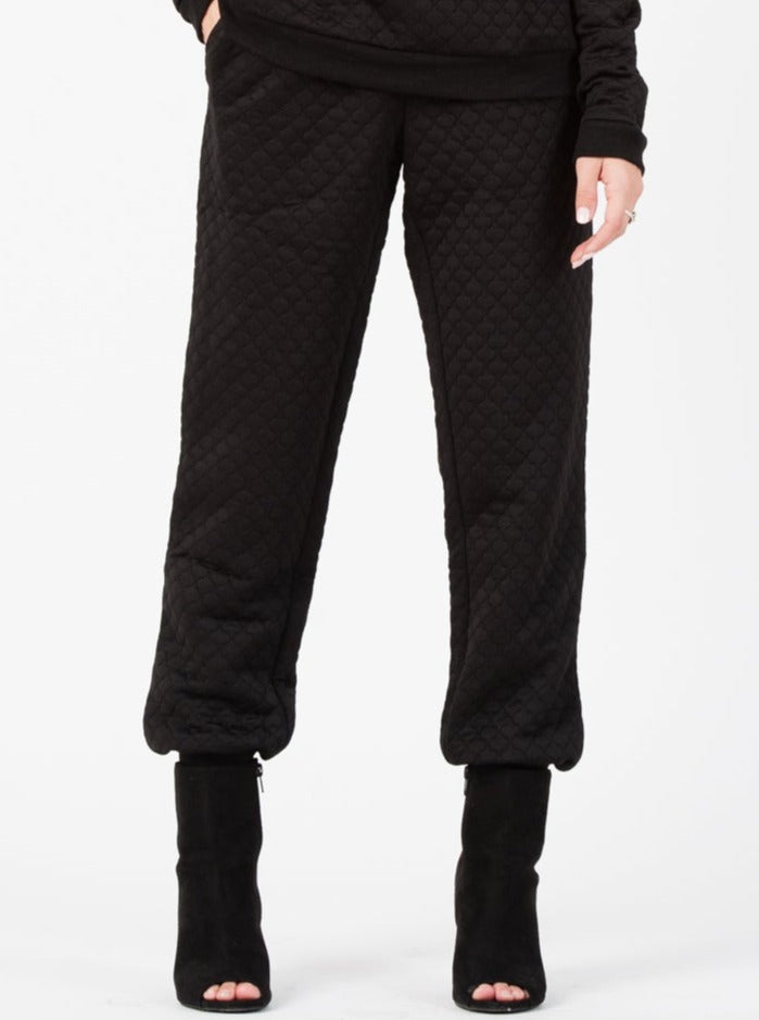lucca couture QUILTED JOGGER PANT-BLACK