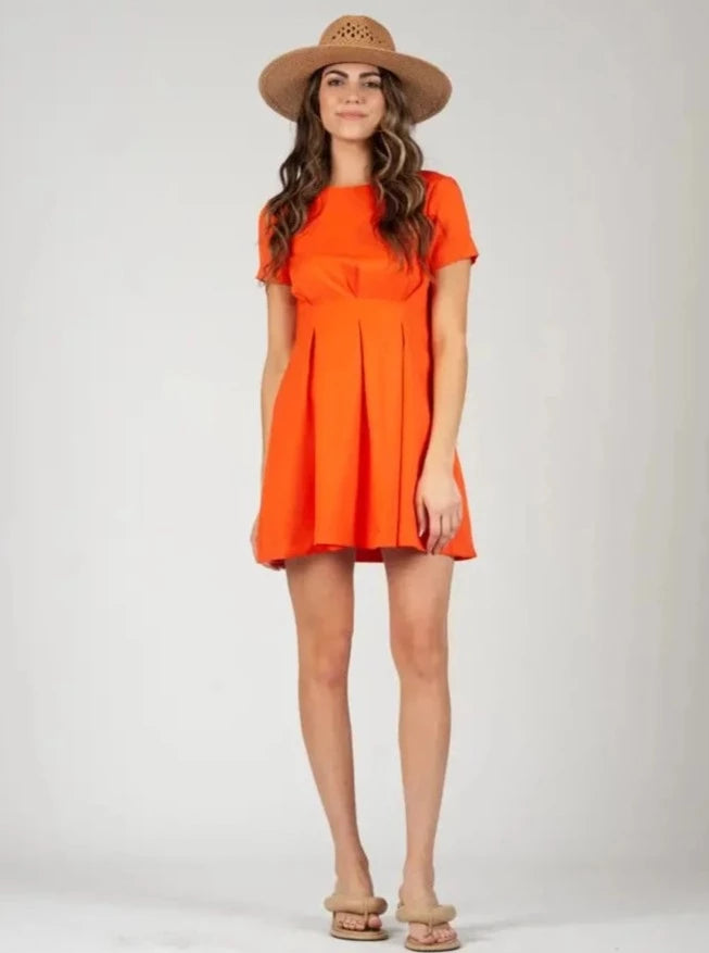 lucca couture RAY PLEAT FRONT DRESS-SUNKIST
