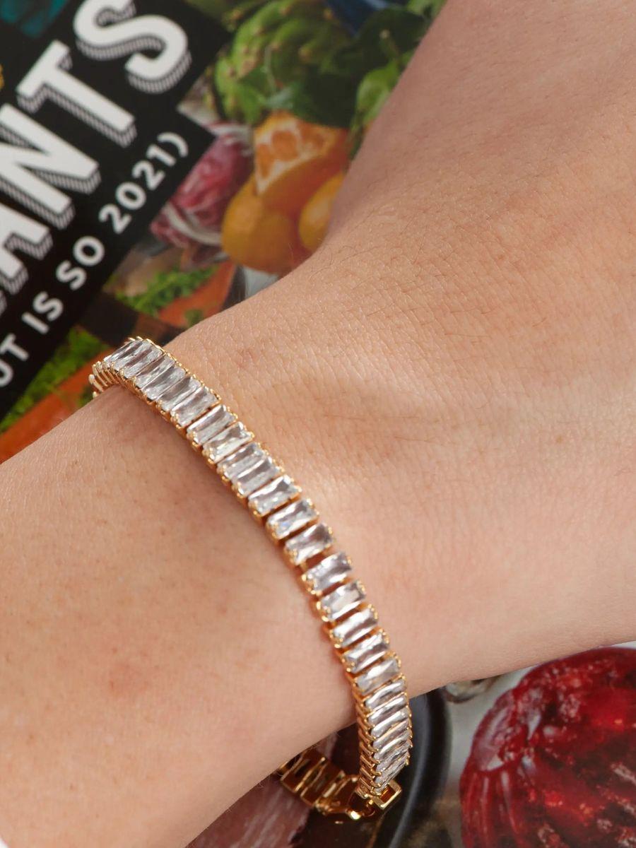 lucca couture RECTANGLE STONE BRACELET-GOLD