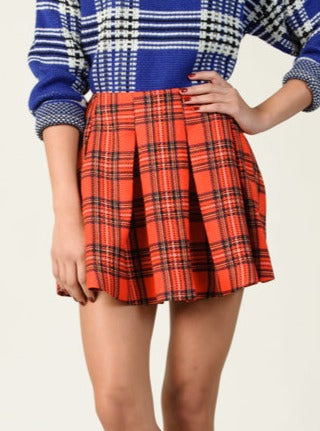 lucca couture RED PLAID SCOTLAND SKIRT-RED PLAID