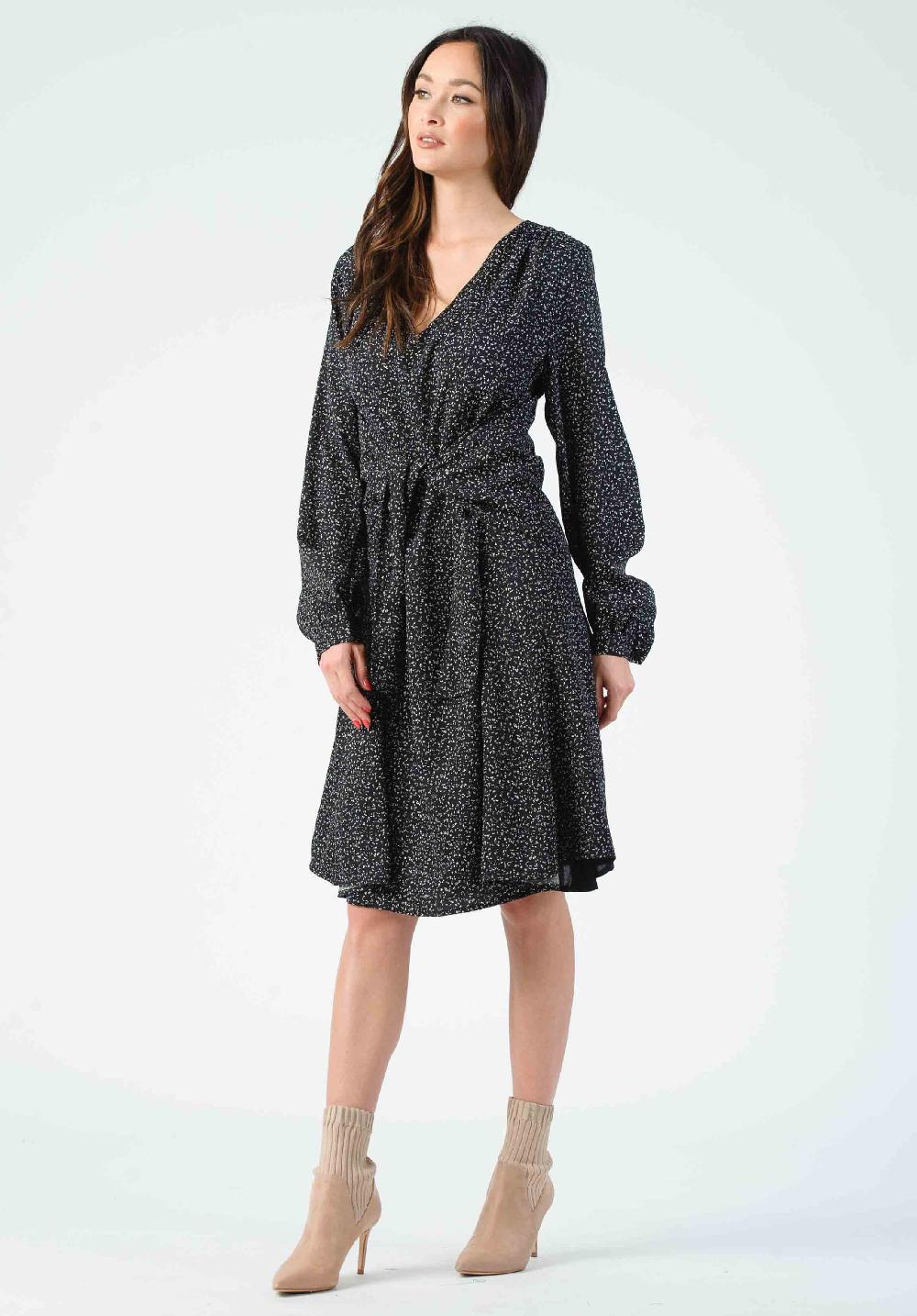 lucca couture RENE V-NECK DRESS-BW SPECKLE
