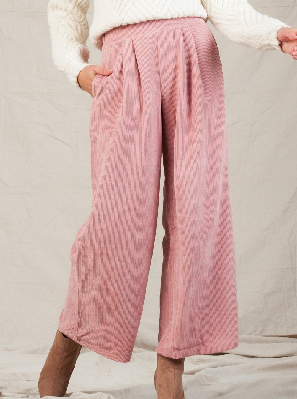 lucca couture RETSINA CORDUROY PANTS-DUSTY PINK