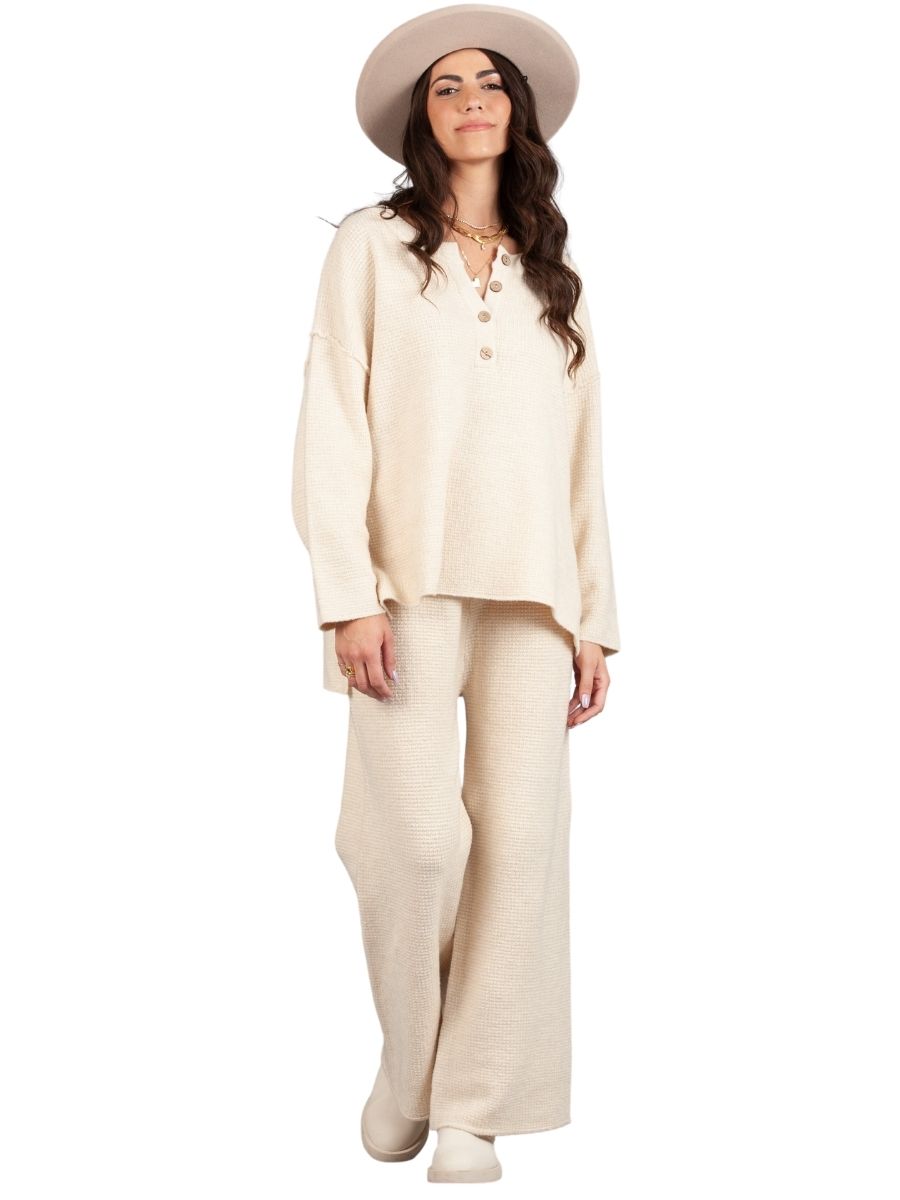 lucca couture RHYE SWEATER PANTS-WARM VANILLA