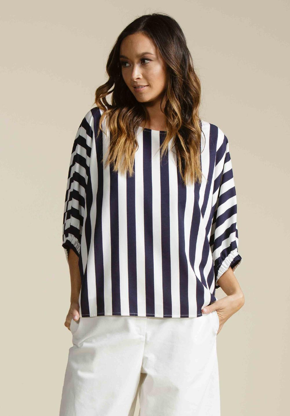 lucca couture RIVER DOLMAN TOP-NAVY STRIPE