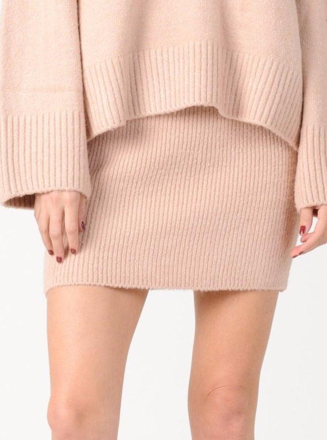 lucca couture ROSALIE FITTED MINI SKIRT-BLUSH