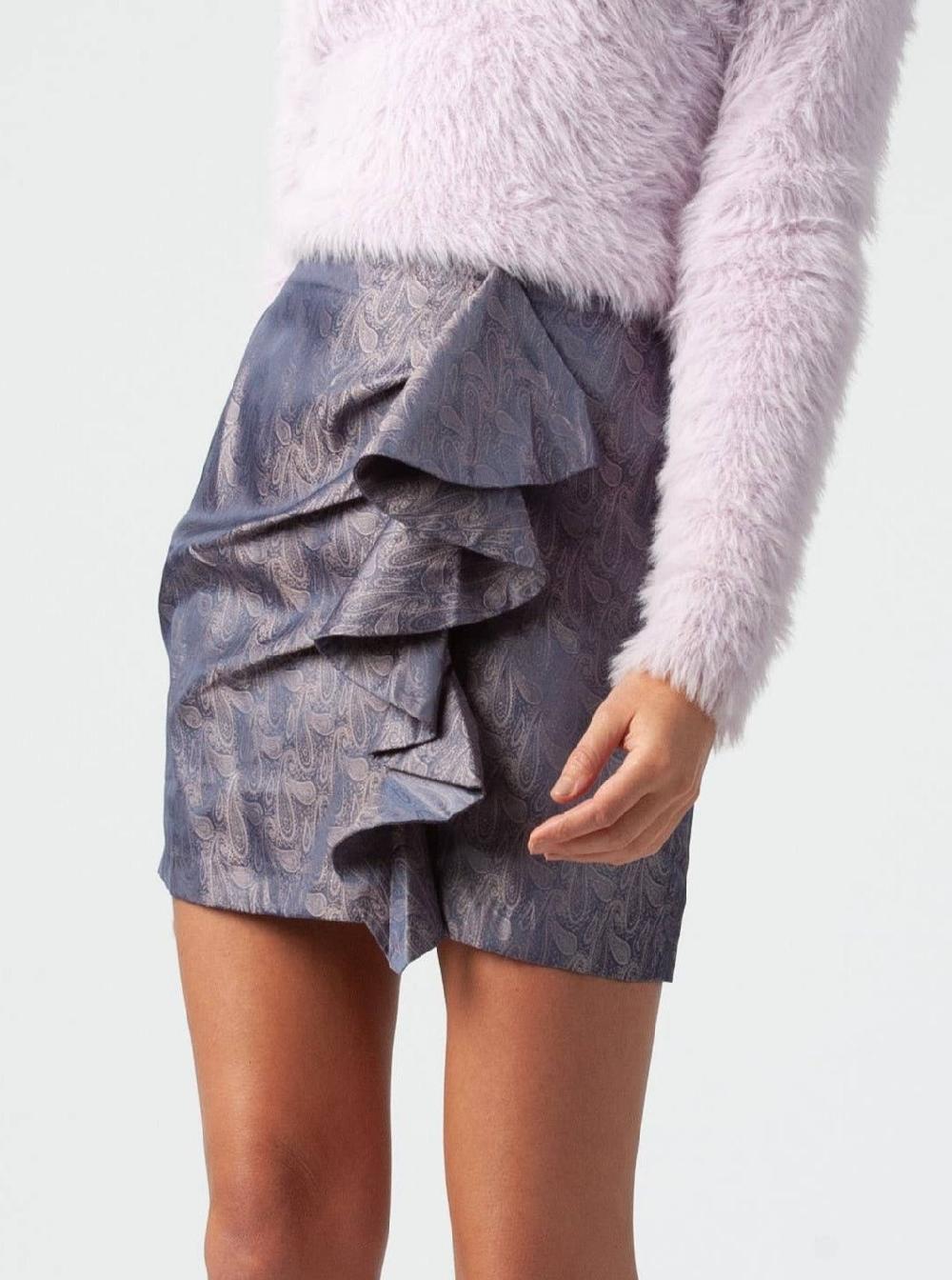lucca couture RUFFLE FRONT SKIRT-PERIWINKLE
