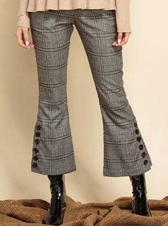 lucca couture RYLIE CROPPED PANTS-PEPPER PLAID