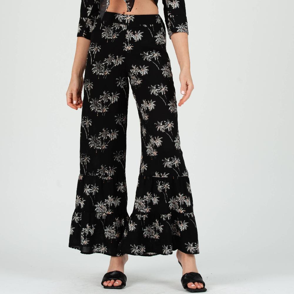 lucca couture SABLE WIDE LEG PANTS-BLACK PALM