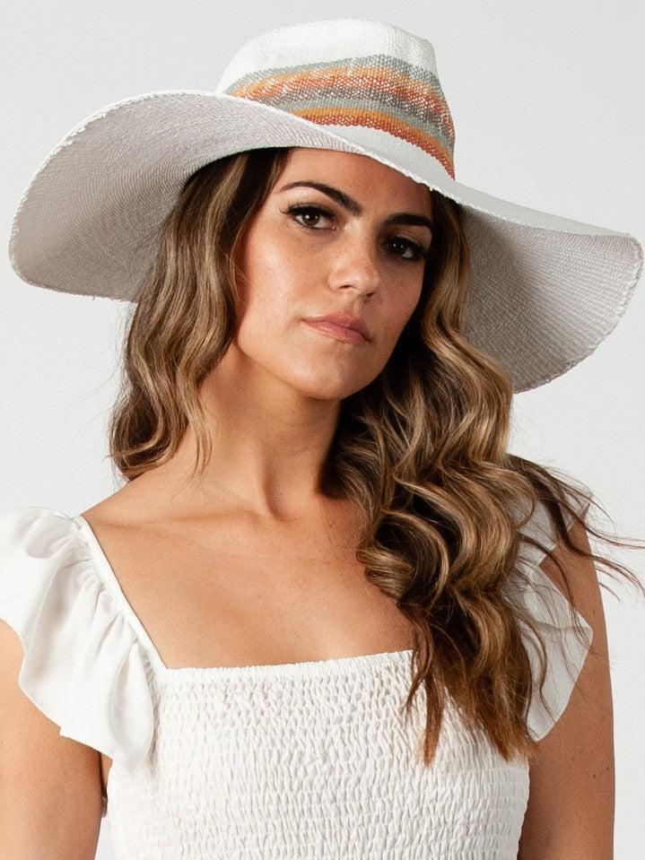 lucca couture SANTORINI WIDE BRIM FEDORA-WHITE
