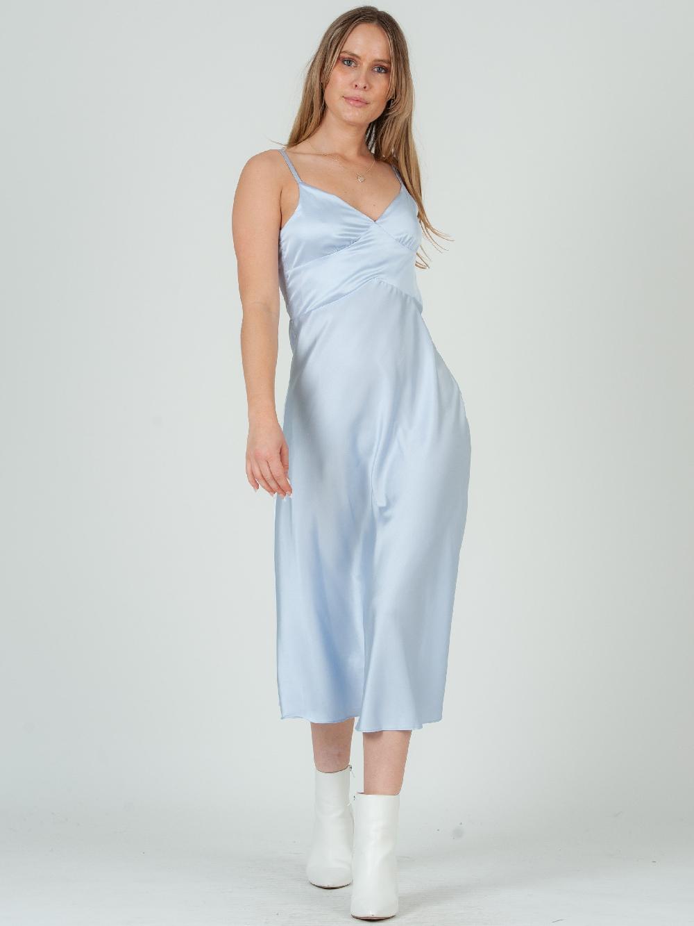 lucca couture SATEEN MIDI SLIP DRESS-POWDER