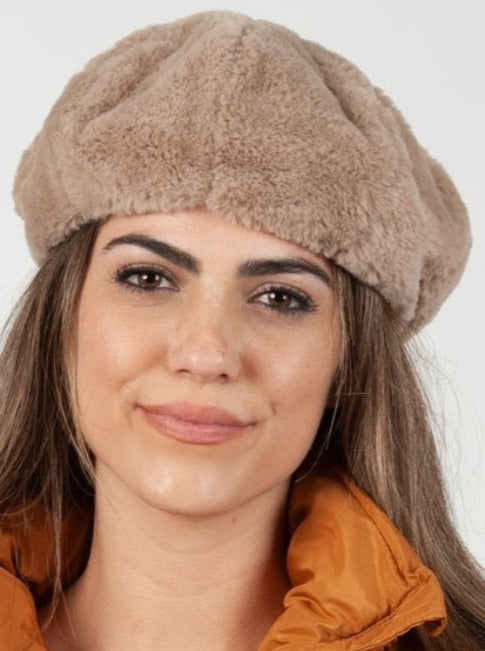 lucca couture SEZANNE FAUX MINK BERET-MINK NATURAL