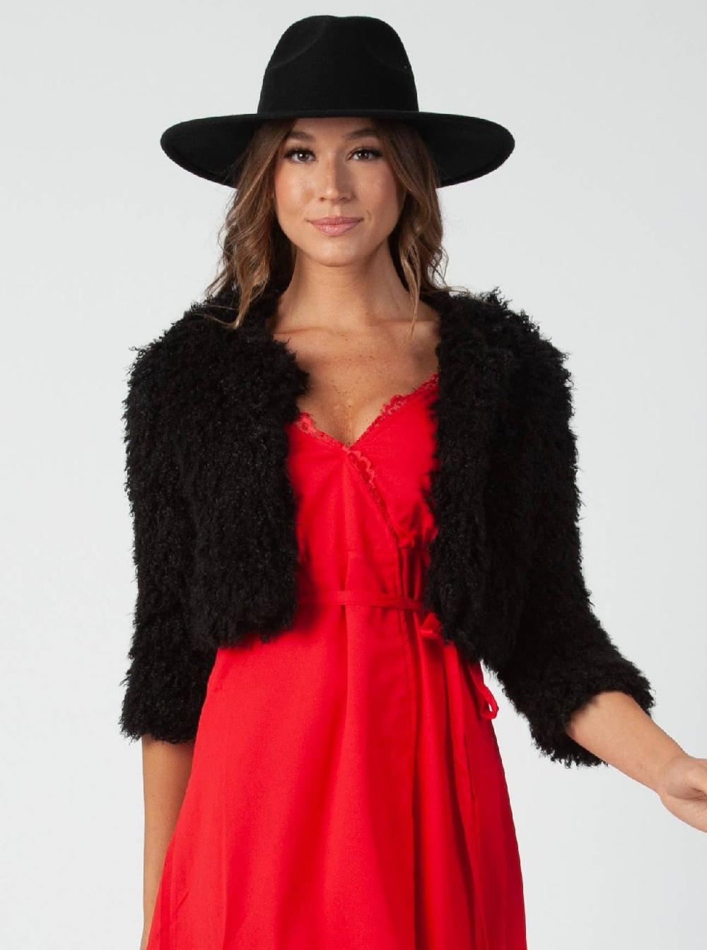 lucca couture SHAGGY JACKET-BLACK