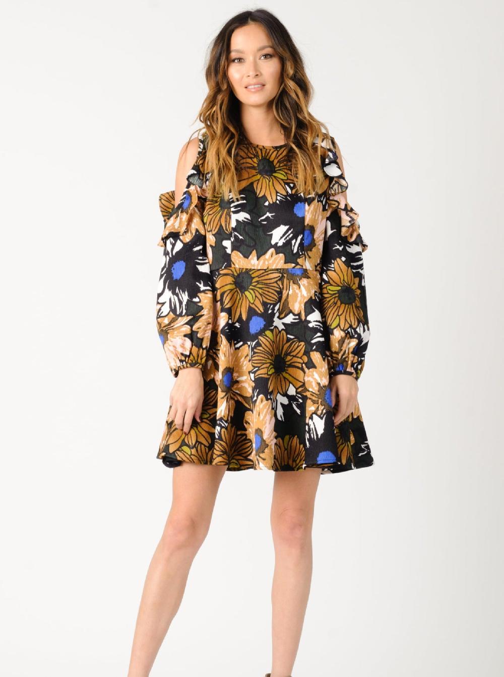 lucca couture SHAYNE MINI DRESS-BLACK TAUPE