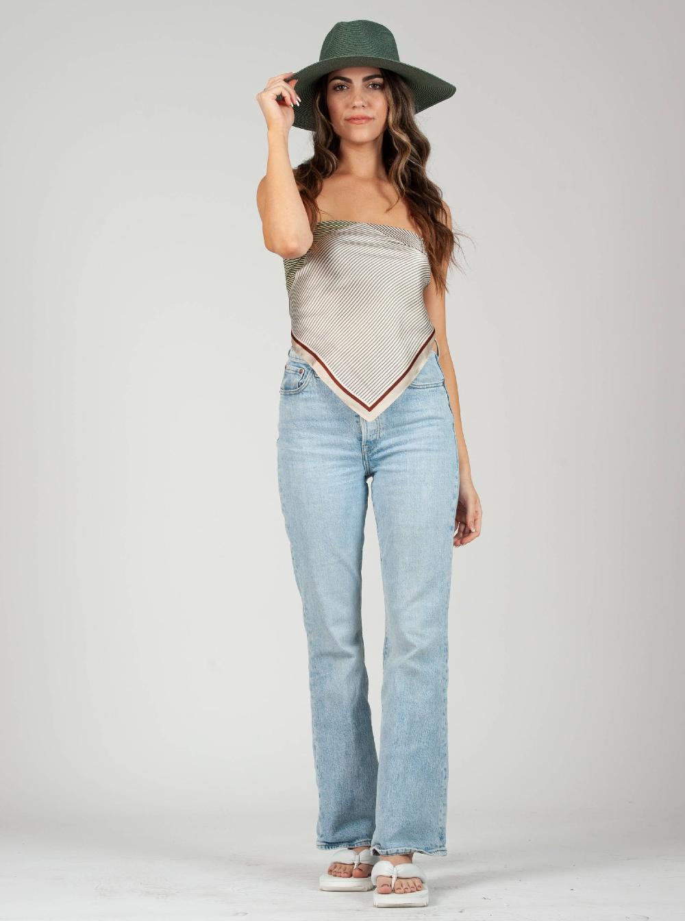 lucca couture SICILY SATIN SCARF-GREEN GRID