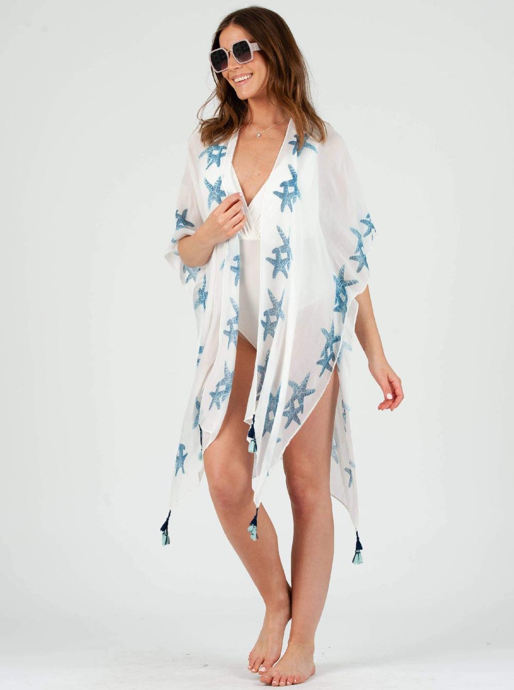 lucca couture STARFISH PRINTED KIMONO