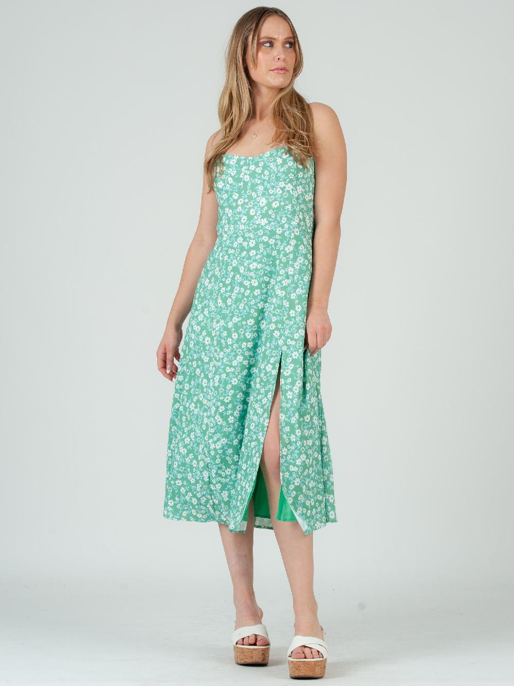 lucca couture STELLA SWEETHEART DRESS-GREEN WHITE