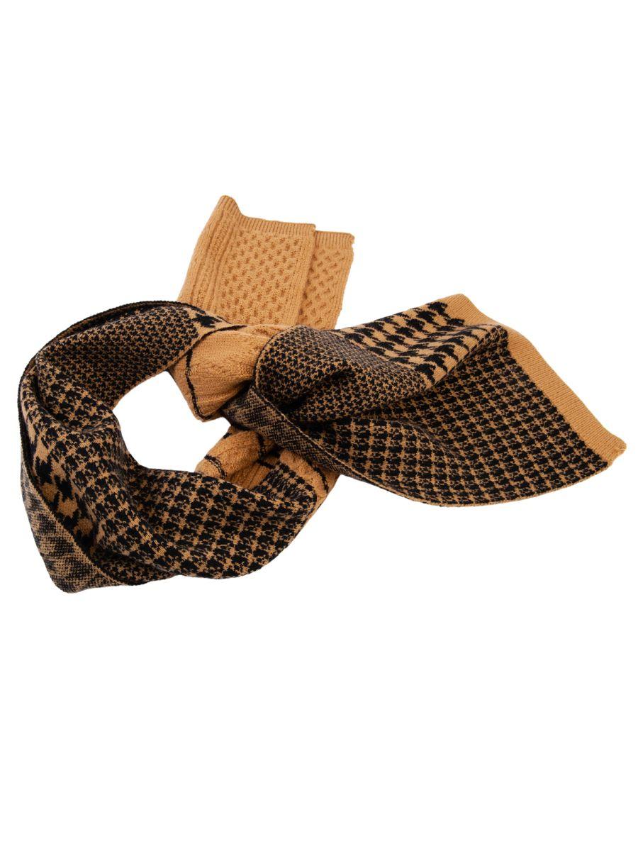 lucca couture STREIF HOUNDSTOOTH SCARF-CAMEL/BLK
