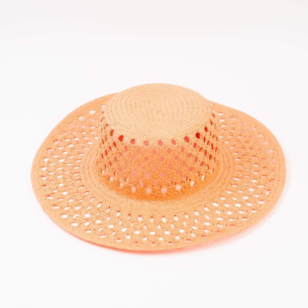 lucca couture SUMMER SUN RATTAN BOATER HAT-APRICOT