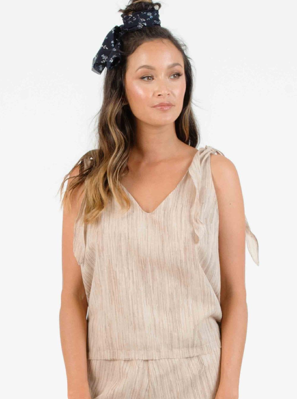lucca couture SUNBEAM TIE STRAP TANK-SAND