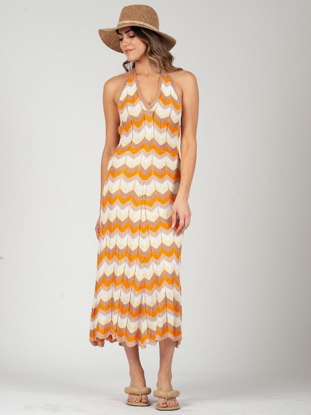 lucca couture TAMI CROCHET HALTER DRESS