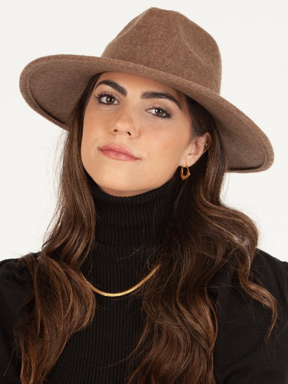 lucca couture TATUM WOOL FEDORA-BROWN SUGAR