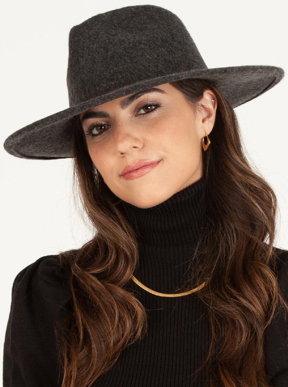 lucca couture TATUM WOOL FEDORA-CHARCOAL