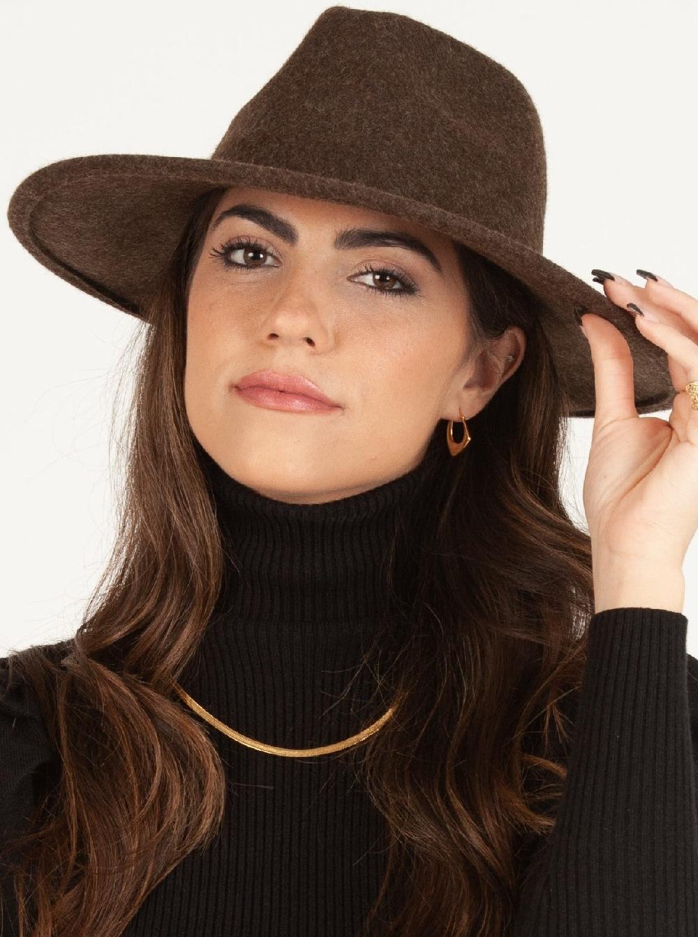 lucca couture TATUM WOOL FEDORA-CHOCOLATE