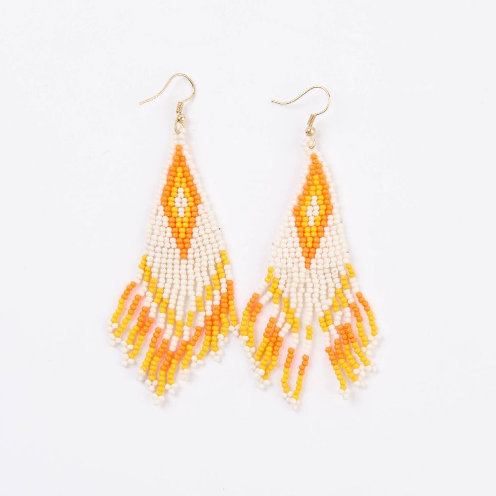 lucca couture TEMPE EARRINGS- IVORY/ORANGE