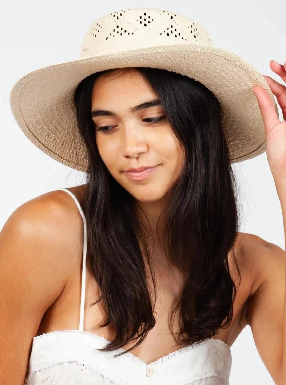 lucca couture TENNERIF STRAW BOATER HAT-NATURAL