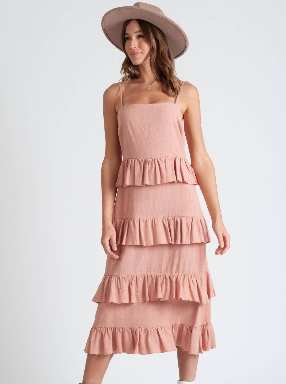 lucca couture THEO RUFFLE DRESS-BALLET PINK