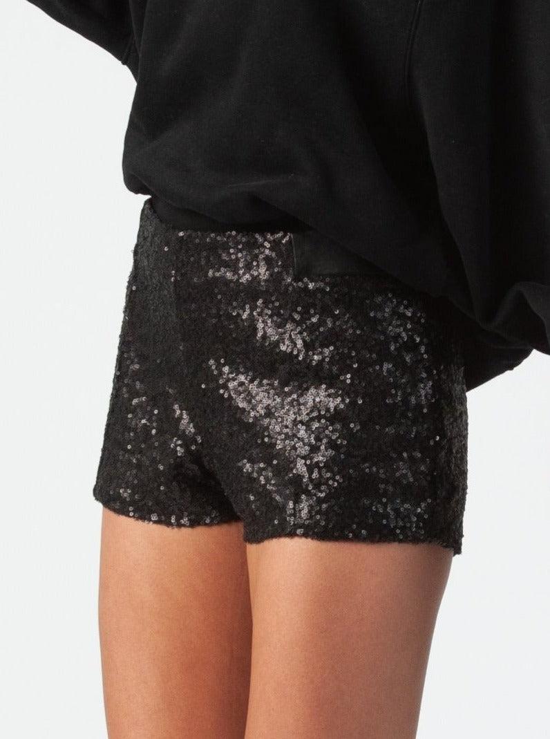lucca couture THUMPER SEQUIN SHORTS-BLACK