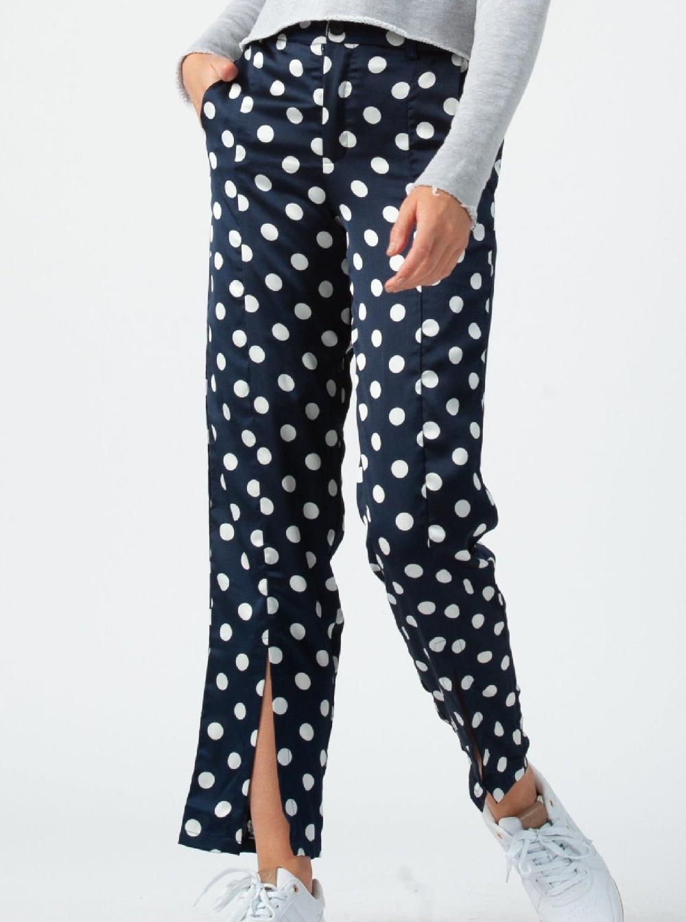 lucca couture TIERRA SLIT TROUSER-NAVY POLKA DOT