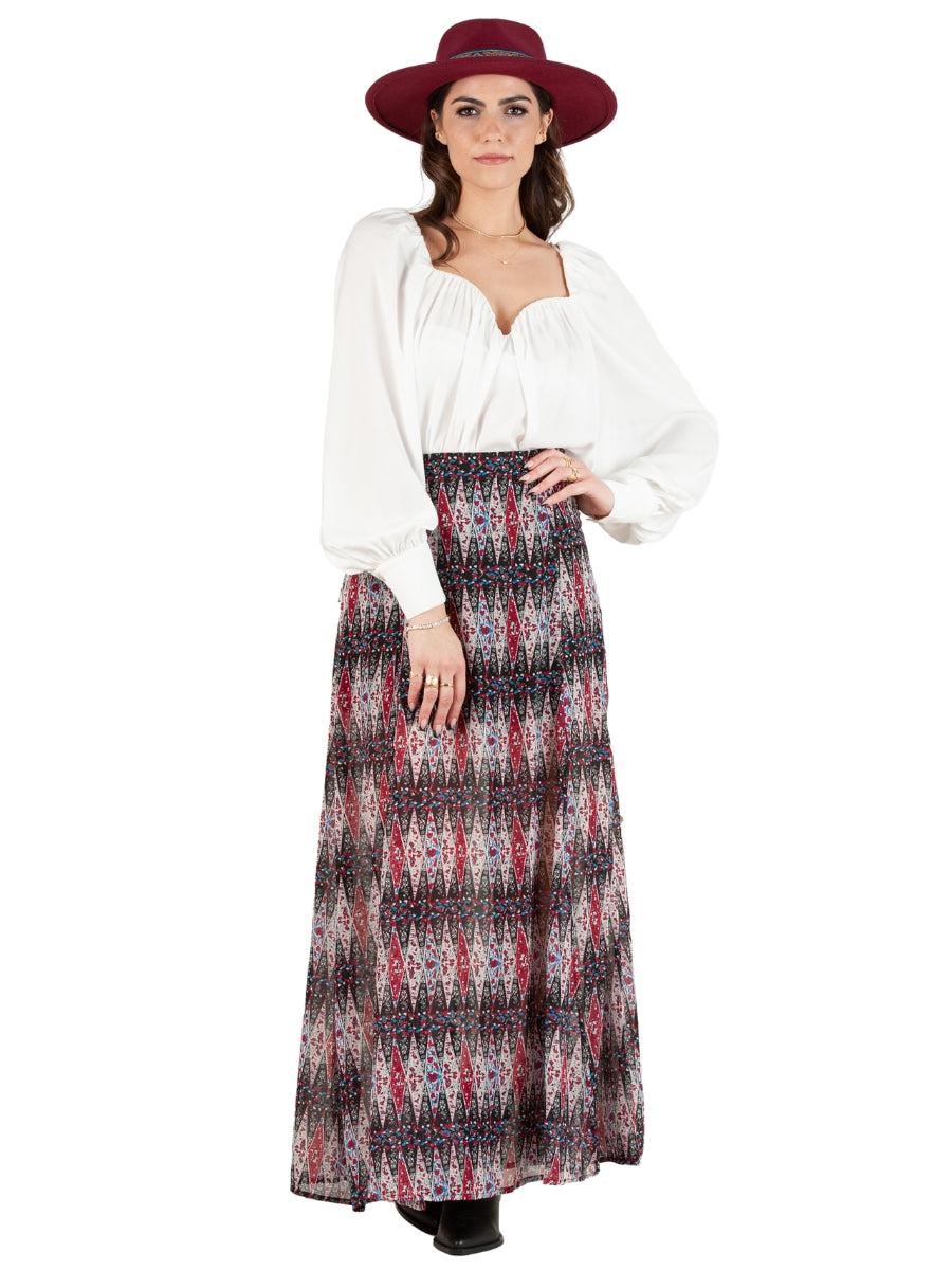lucca couture TIFFANY BOHO PRINT MAXI SKIRT-WINE