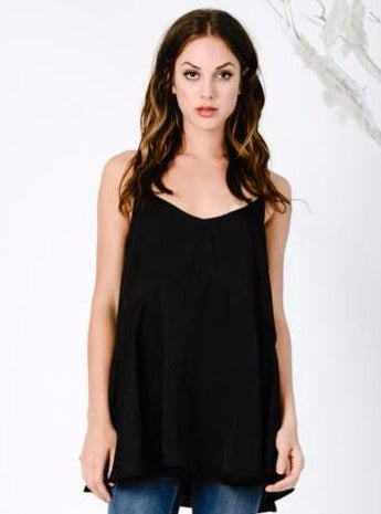 lucca couture TINA LONG CAMISOLE-BLACK