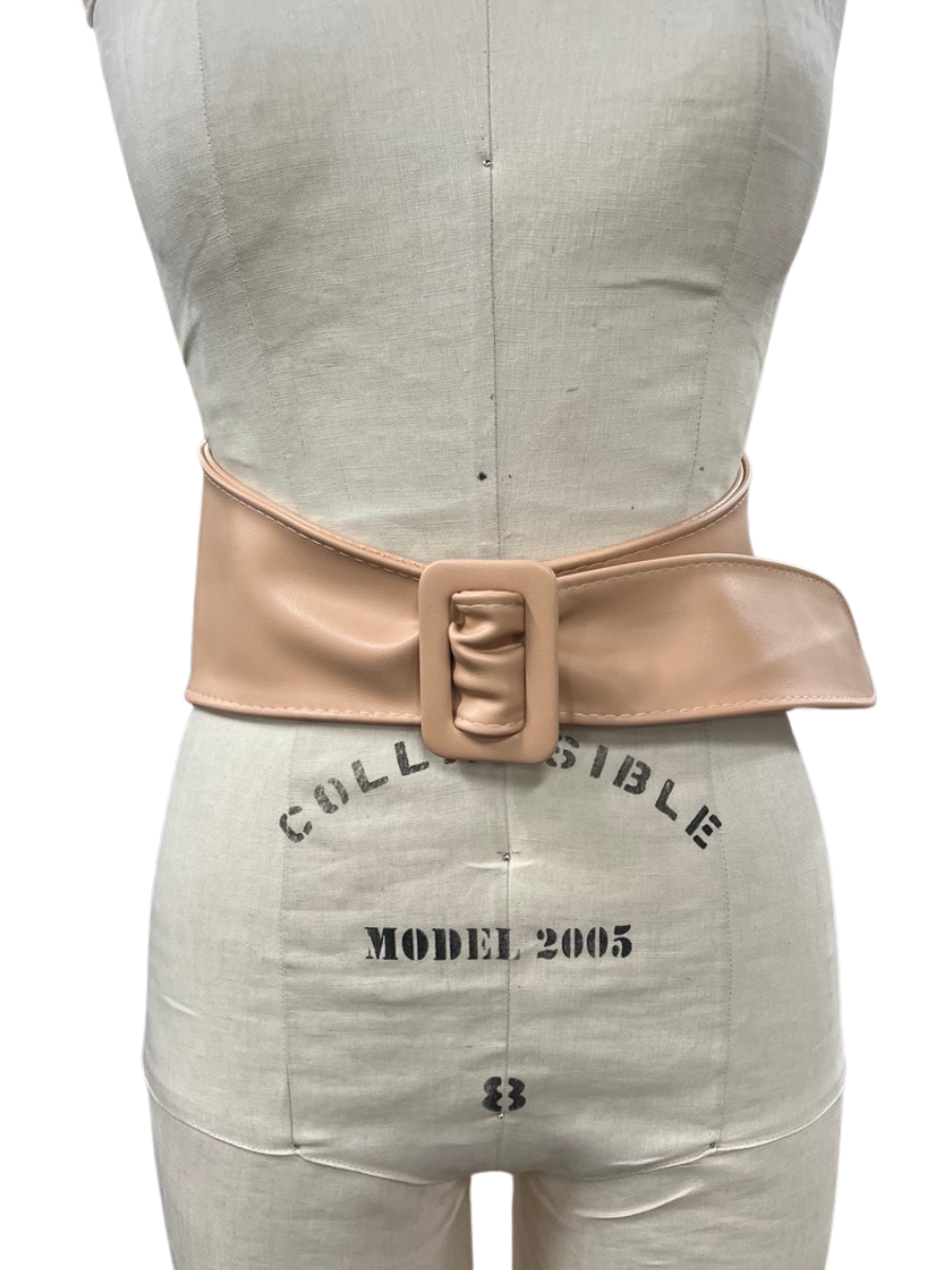 lucca couture TISHA SQ BUCKLE VEGAN BELT - Nude Pink