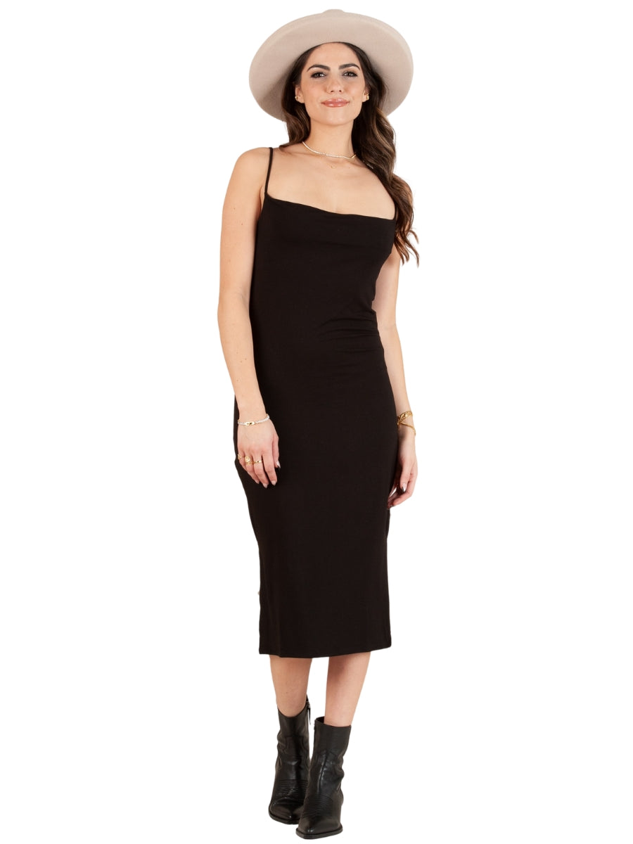 lucca couture TRAYCE DRAPE DRESS-BLACK
