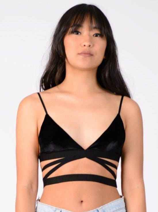 lucca couture VAL VELVET BRALETTE-BLACK