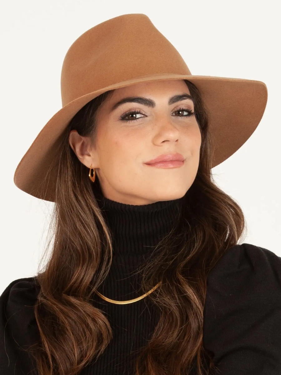 lucca couture VERSAILLE WOOL FEDORA-BROWN